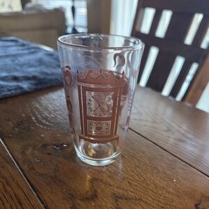"Swanky Swig"  Glass With Grandfather Clock  Brown Colonial Design 4oz
